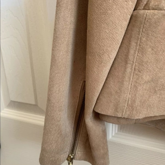 INC International Concepts Macy’s Tan Suede Leather Moto Jacket Sz M Nwot - Picture 9 of 11